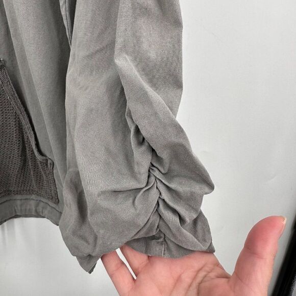 XCVI Utility Windbreaker Jacket Full Zip Womens Large Slate Gray Hood Drawstring - Picture 8 of 12